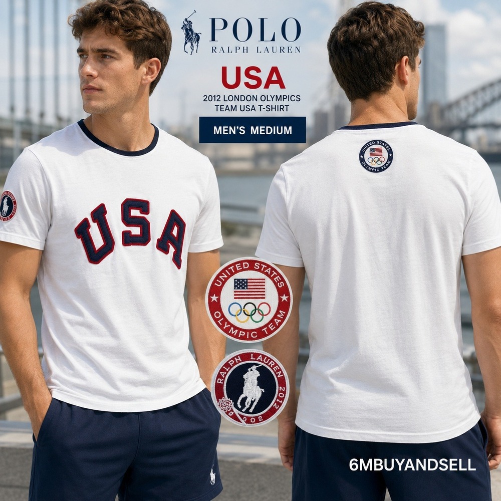 Polo Ralph Lauren 2012 London Olympics Team USA T-Shirt White Mens Medium Custom